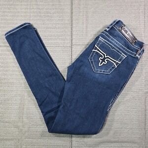 Rock Revival Women's Size 28 Pearl Skinny Leg Jean Super Low Rise Dark Wash